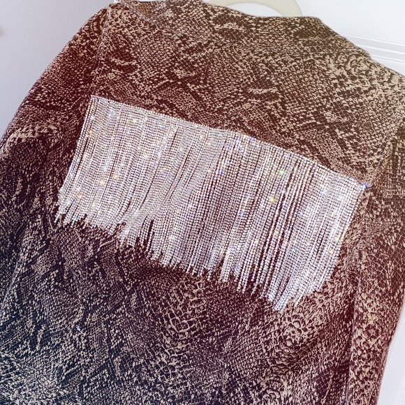 Custom Made Rhinestone Fringe Snakeskin Jacket 🌈 - Picture 2 of 5